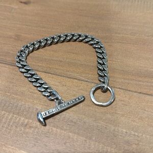 Men's Polished Silver Cuban Link Bracelet with Toggle Clasp